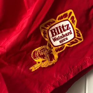 Vintage Blitz Weinhard Beer Nylon Shorts red S